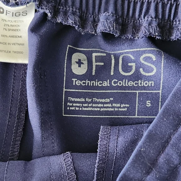 Figs Cargo Pocket Scrub Pants Size Small Navy Blue - Picture 5 of 5
